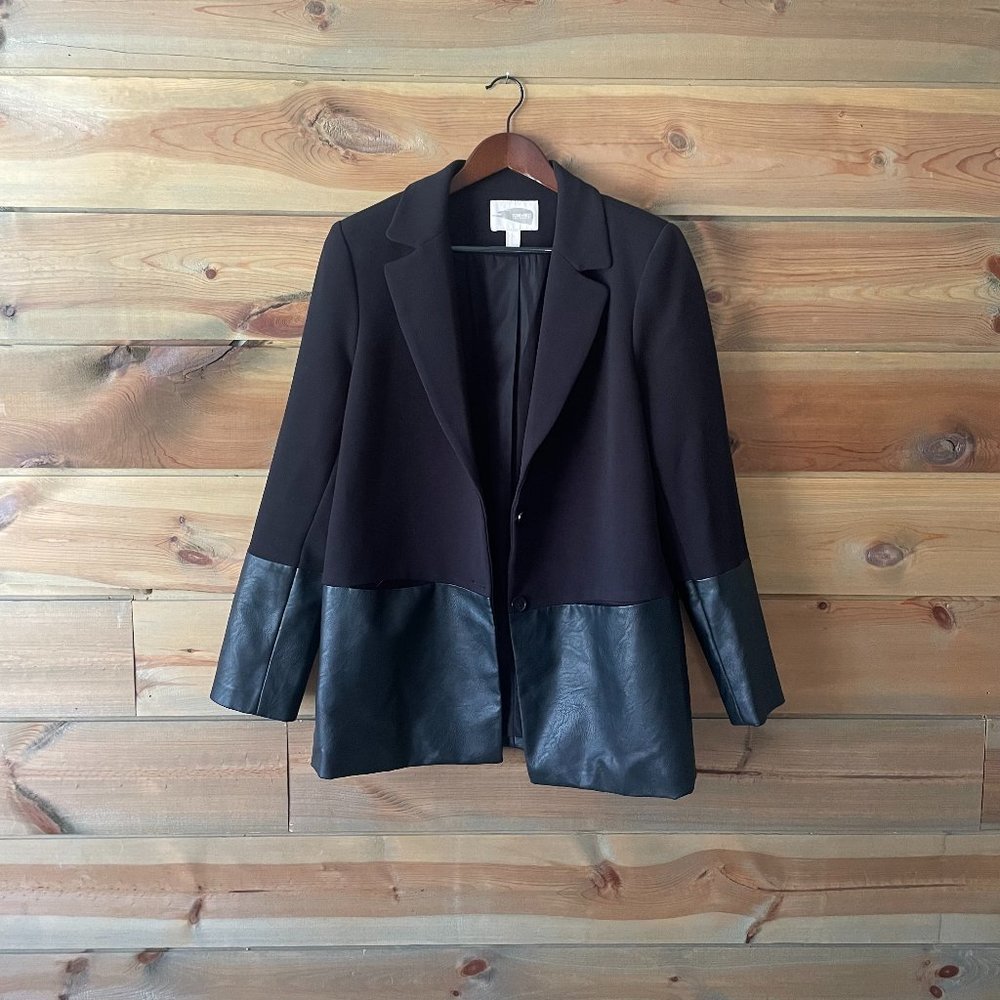 Leather Detail Coat